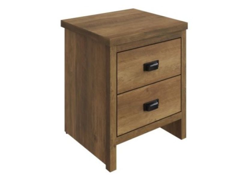 GFW Boston 2 Drawer Bedside Table in Knotty Oak Finish