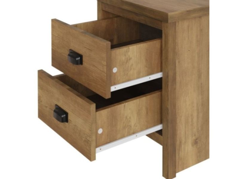GFW Boston 2 Drawer Bedside Table in Knotty Oak Finish