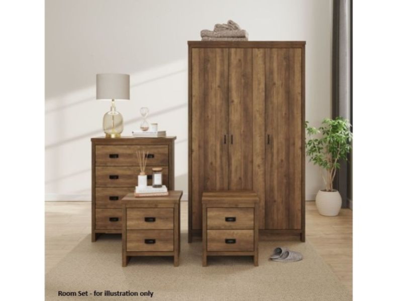 GFW Boston 2 Drawer Bedside Table in Knotty Oak Finish