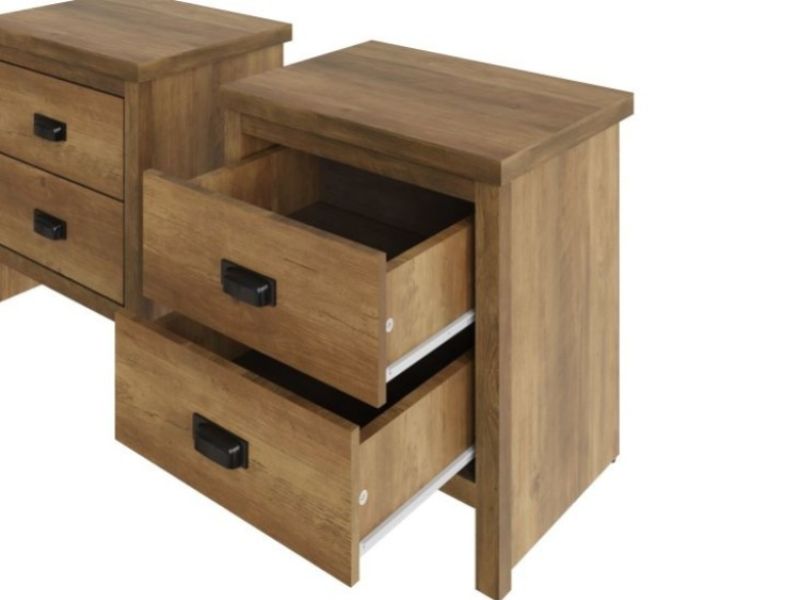 GFW Boston 2 Drawer Bedside Table PAIR in Knotty Oak Finish