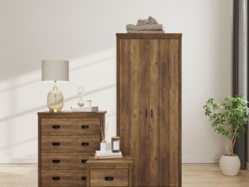 GFW Boston 2 Drawer Bedside Table in Knotty Oak Finish