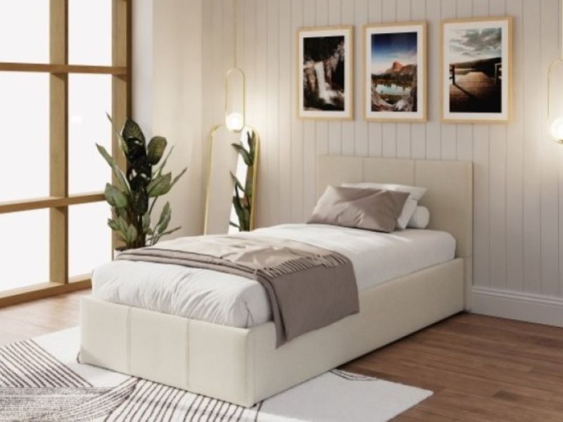 GFW End Lift Ottoman 3ft Single Natural Fabric Bed Frame