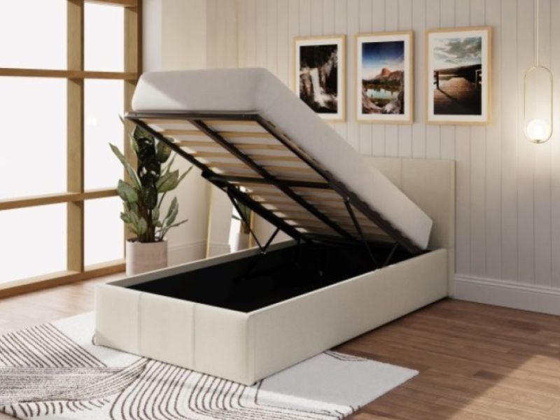 GFW End Lift Ottoman 3ft Single Natural Fabric Bed Frame