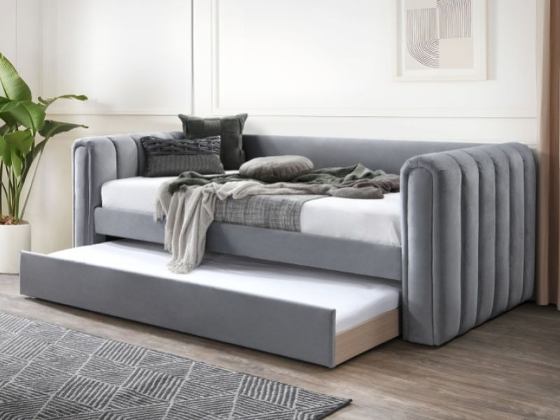 Flintshire Chester Grey Fabric Day Bed With Trundle
