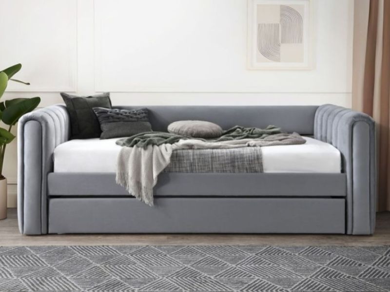 Flintshire Chester Grey Fabric Day Bed With Trundle