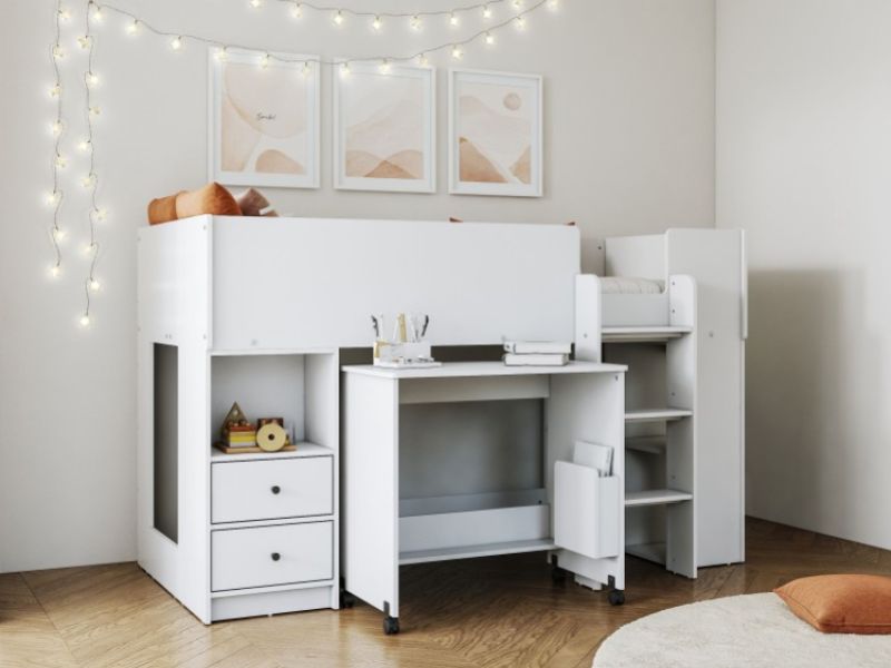 Flintshire Marley White Wooden Midsleeper Bed