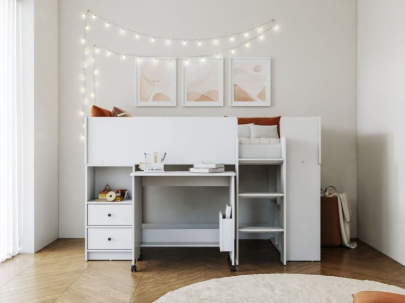 Flintshire Marley White Wooden Midsleeper Bed