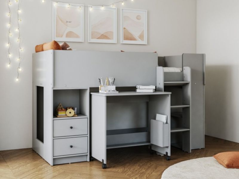 Flintshire Marley Grey Wooden Midsleeper Bed