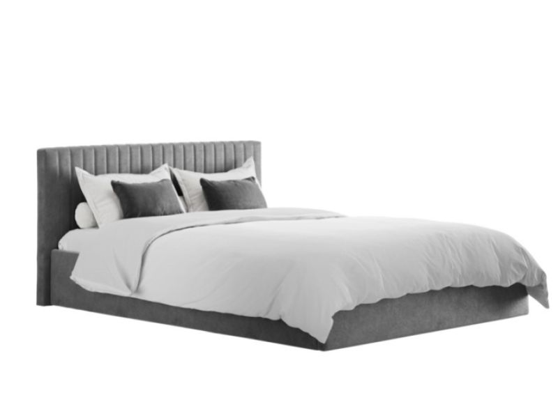 LPD Berlin 4ft6 Double Silver Fabric Ottoman Bed Frame