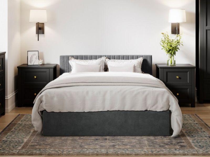 LPD Berlin 4ft6 Double Silver Fabric Ottoman Bed Frame