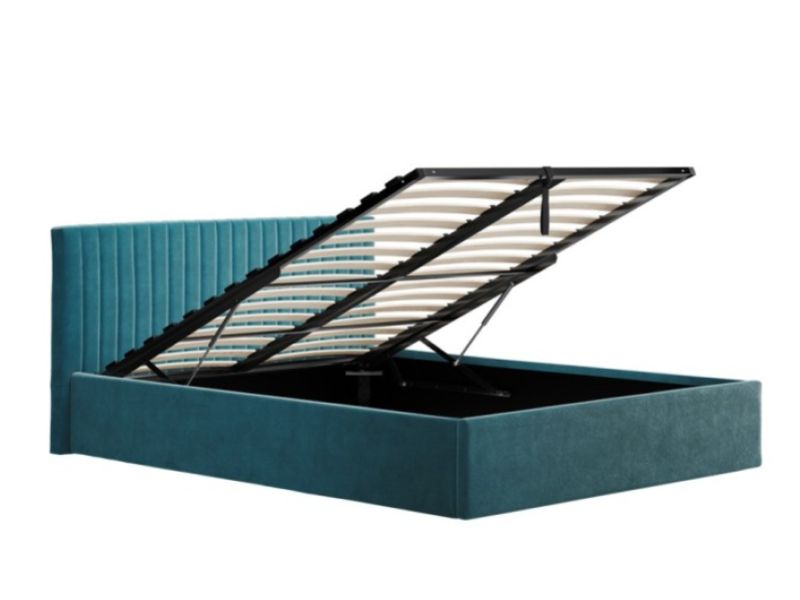 LPD Berlin 5ft Kingsize Teal Fabric Ottoman Bed Frame