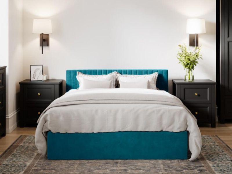 LPD Berlin 5ft Kingsize Teal Fabric Ottoman Bed Frame