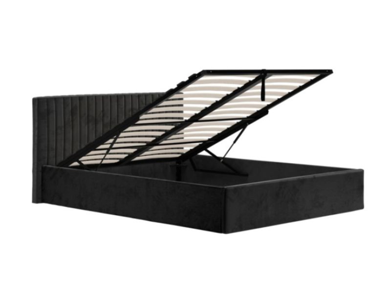 LPD Berlin 4ft6 Double Black Fabric Ottoman Bed Frame
