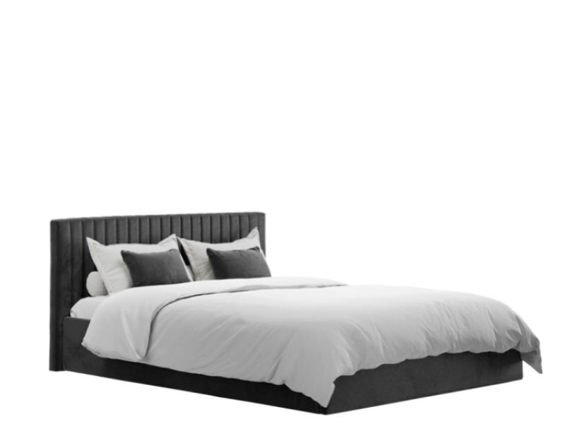 LPD Berlin 4ft6 Double Black Fabric Ottoman Bed Frame