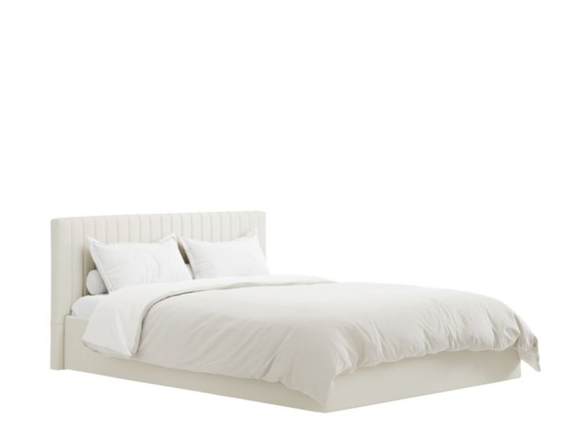 LPD Berlin 6ft Super Kingsize Milk Fabric Ottoman Bed Frame