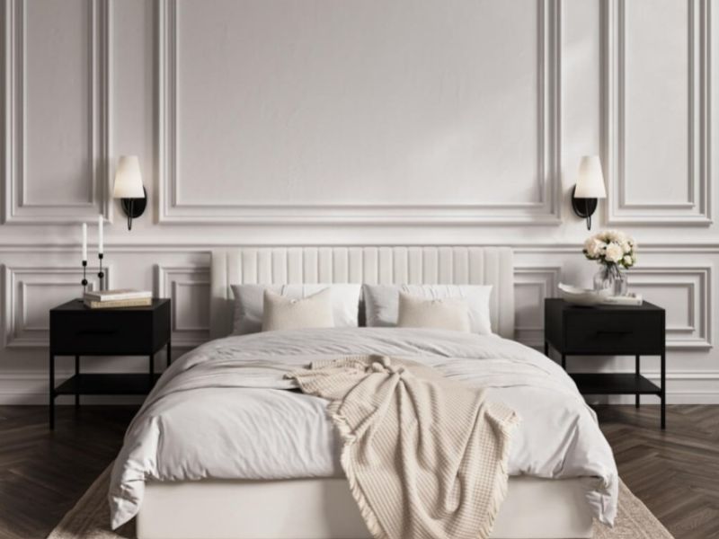 LPD Berlin 6ft Super Kingsize Milk Fabric Ottoman Bed Frame