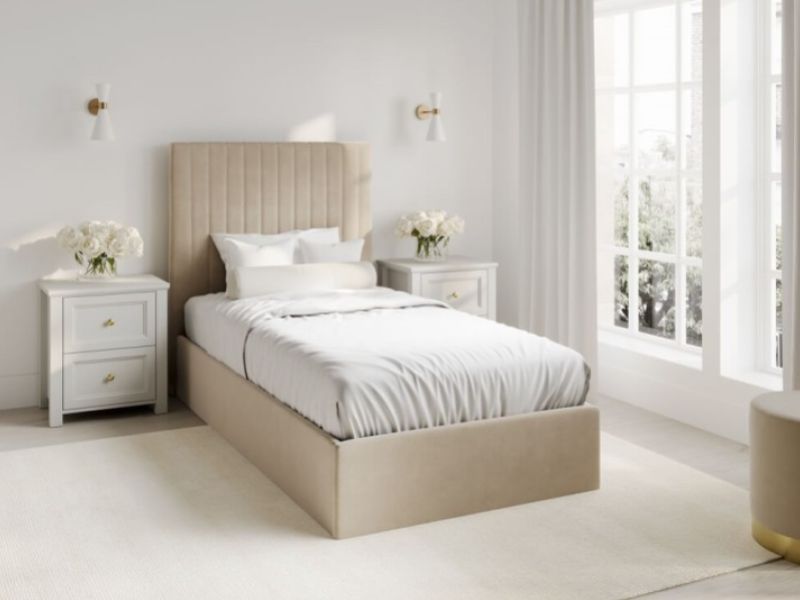 LPD Berlin TALL 3ft Single Beige Fabric Ottoman Bed Frame