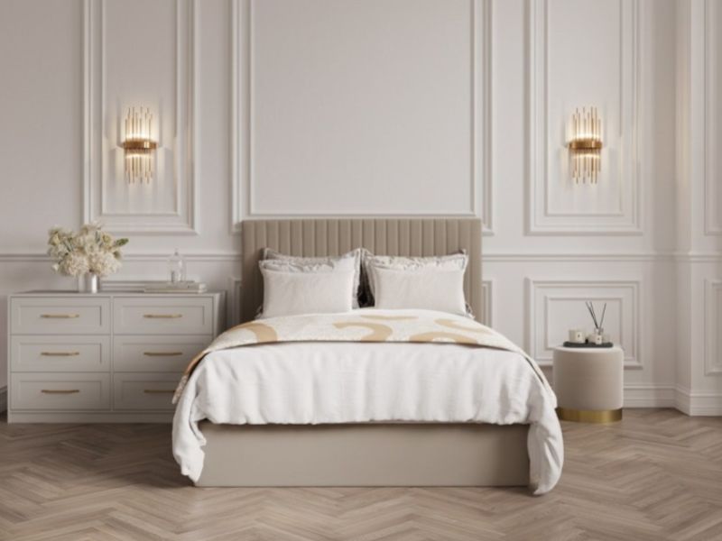 LPD Berlin TALL 4ft6 Double Beige Fabric Ottoman Bed Frame