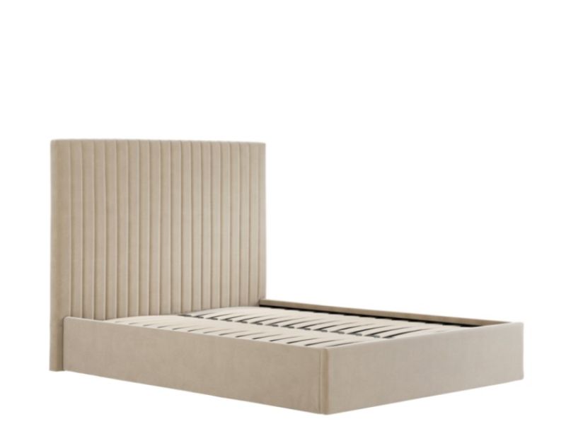 LPD Berlin TALL 4ft6 Double Beige Fabric Ottoman Bed Frame