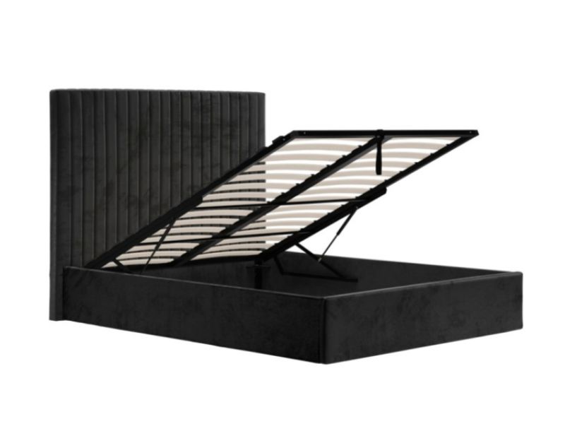 LPD Berlin TALL 4ft6 Double Black Fabric Ottoman Bed Frame