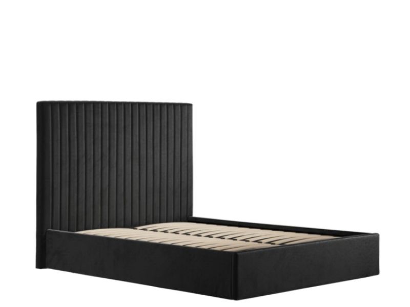 LPD Berlin TALL 4ft6 Double Black Fabric Ottoman Bed Frame
