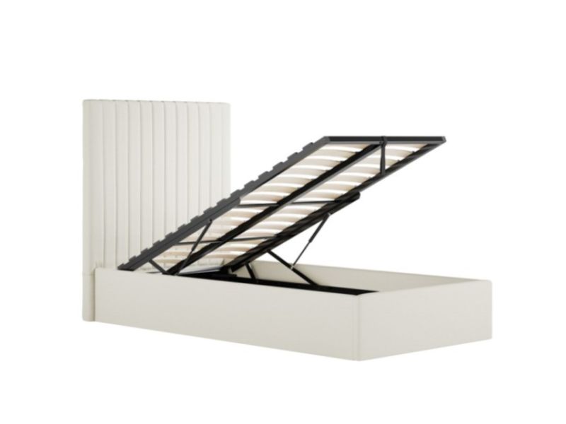 LPD Berlin TALL 3ft Single Milk Fabric Ottoman Bed Frame