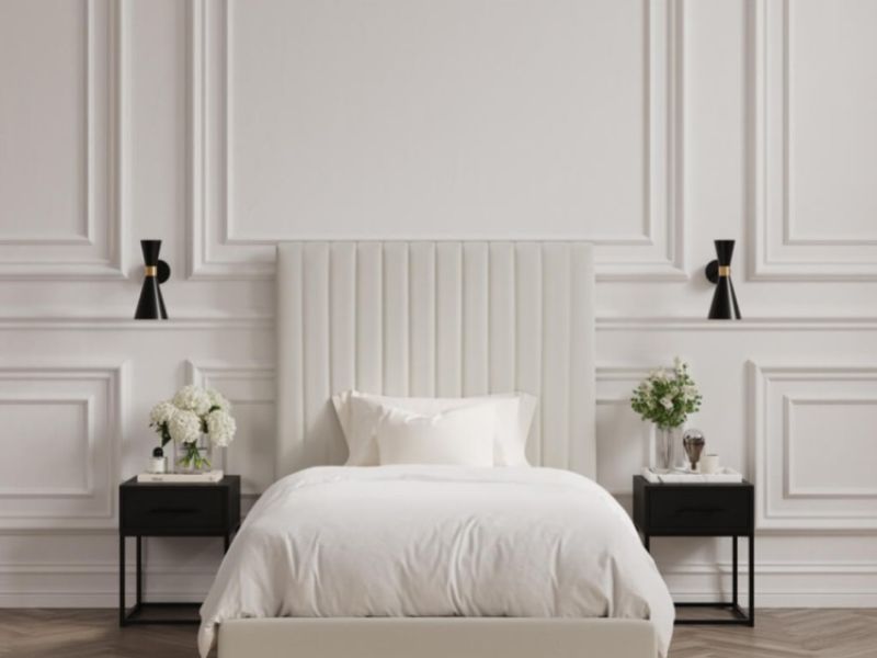 LPD Berlin TALL 3ft Single Milk Fabric Ottoman Bed Frame
