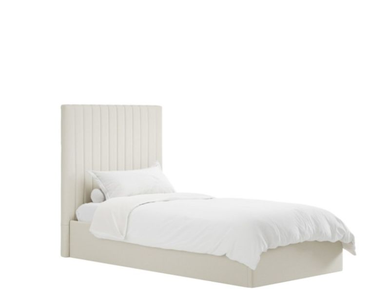 LPD Berlin TALL 3ft Single Milk Fabric Ottoman Bed Frame