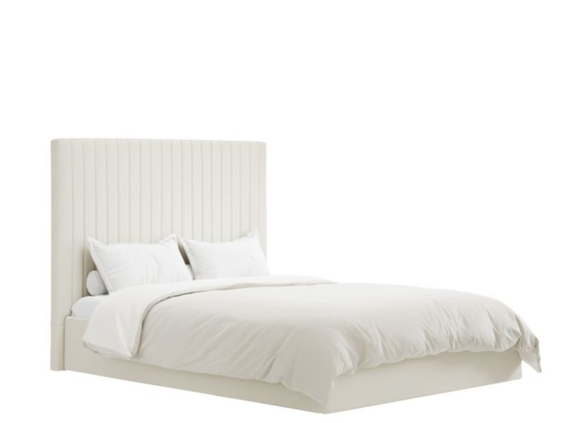 LPD Berlin TALL 4ft6 Double Milk Fabric Ottoman Bed Frame