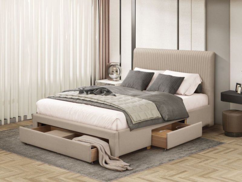 Flintshire Drury 4ft6 Double Linen Finish Fabric Bed Frame With Drawers