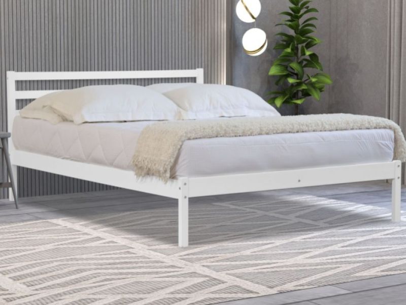 Flintshire Maxwell 4ft6 Double White Finish Wooden Bed Frame