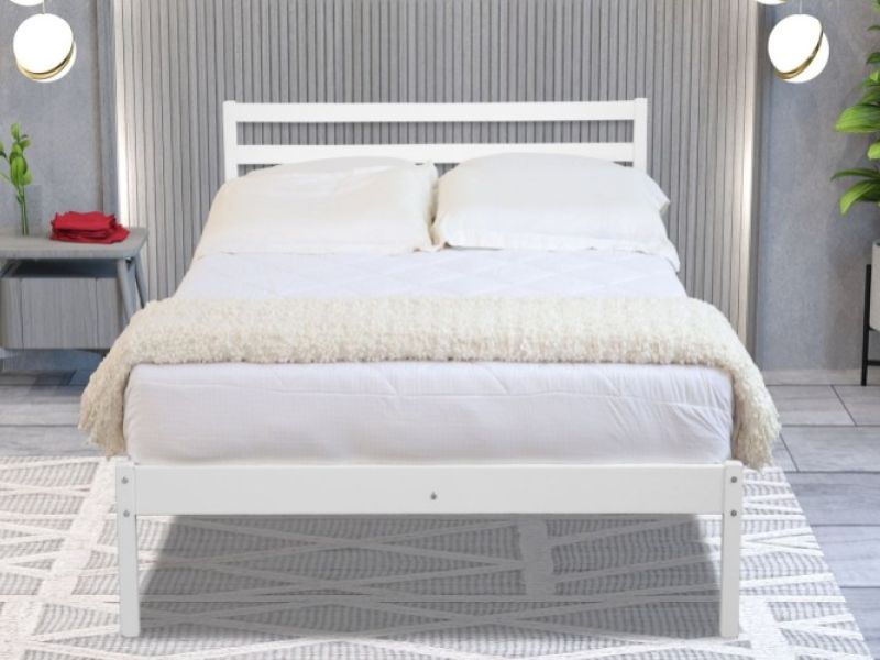 Flintshire Maxwell 4ft6 Double White Finish Wooden Bed Frame