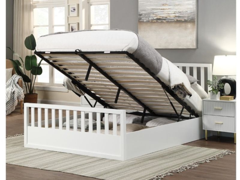 Flintshire Alyn 5ft Kingsize White Wooden Ottoman Bed Frame