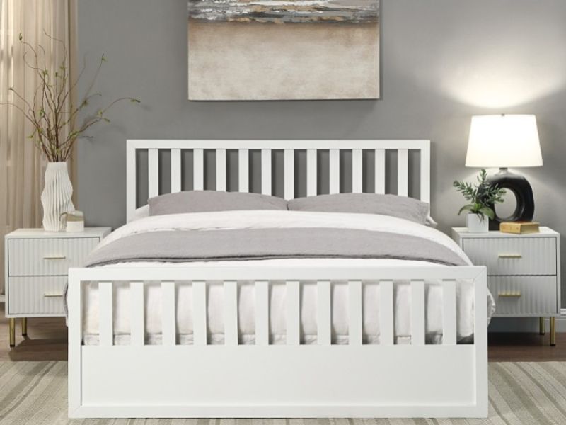 Flintshire Alyn 4ft6 Double White Wooden Ottoman Bed Frame