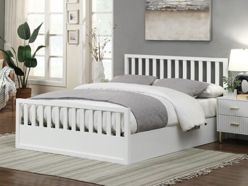 Flintshire Alyn 4ft6 Double White Wooden Ottoman Bed Frame