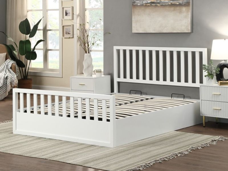 Flintshire Alyn 4ft6 Double White Wooden Ottoman Bed Frame