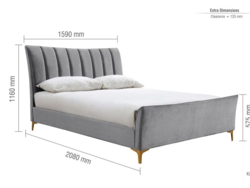 Birlea Clover 5ft Kingsize Grey Velvet Fabric Bed Frame