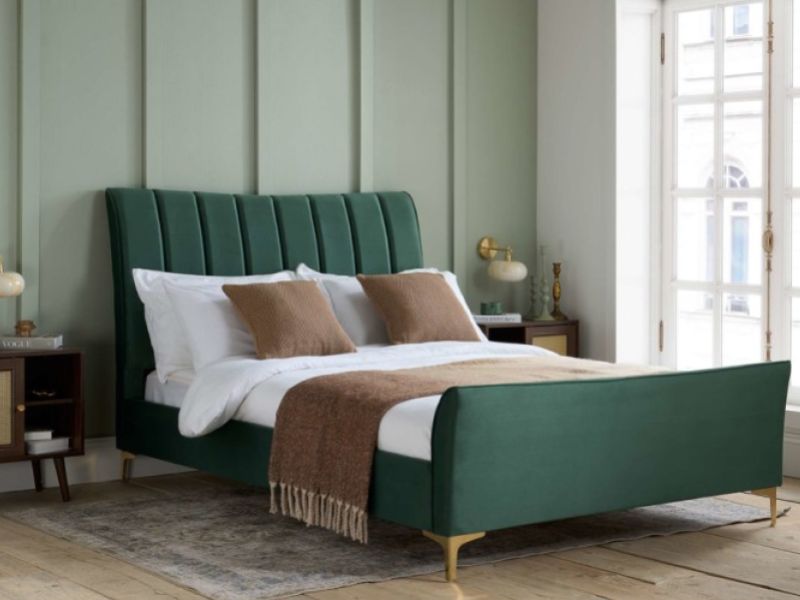 Birlea Clover 4ft6 Double Green Velvet Fabric Bed Frame