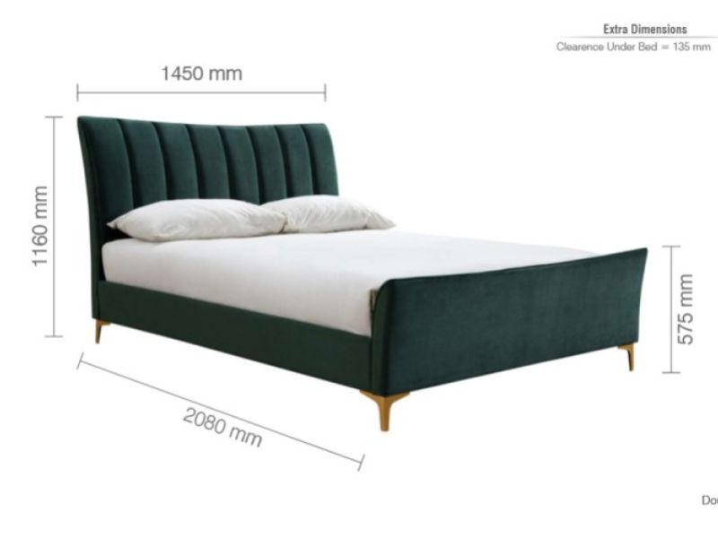 Birlea Clover 4ft6 Double Green Velvet Fabric Bed Frame