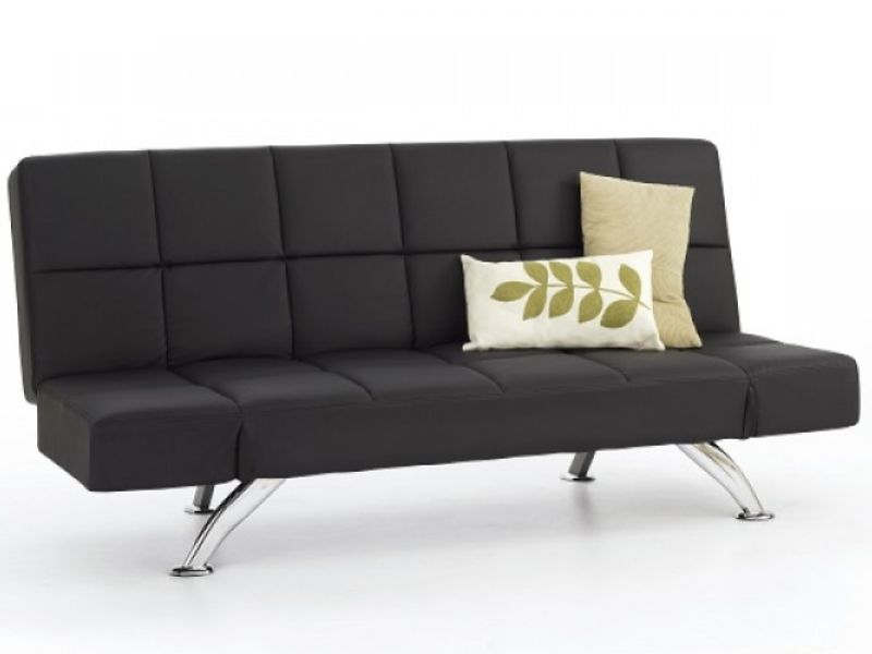 Serene Venice Black Faux Leather Sofa Bed