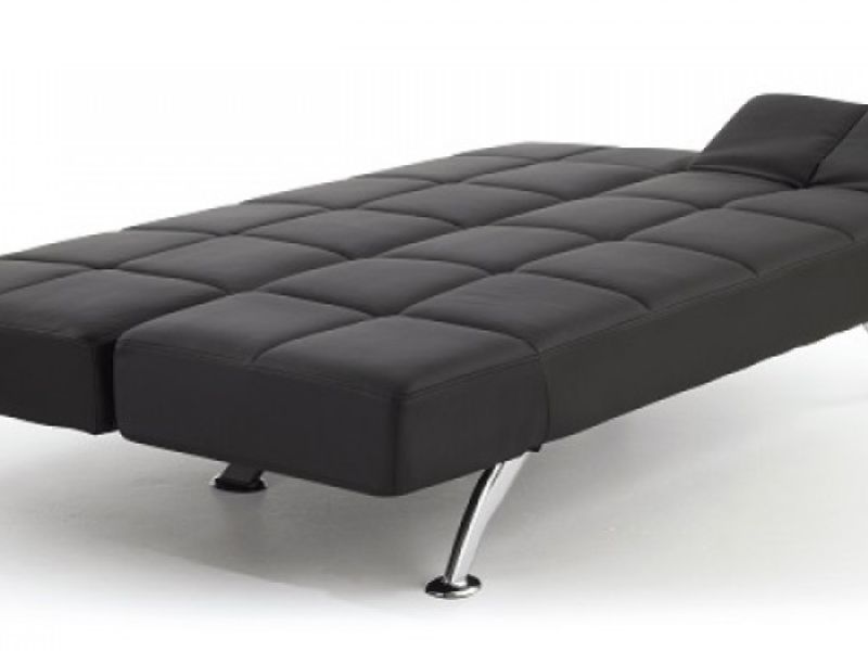 Serene Venice Black Faux Leather Sofa Bed