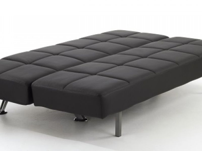 Serene Venice Black Faux Leather Sofa Bed