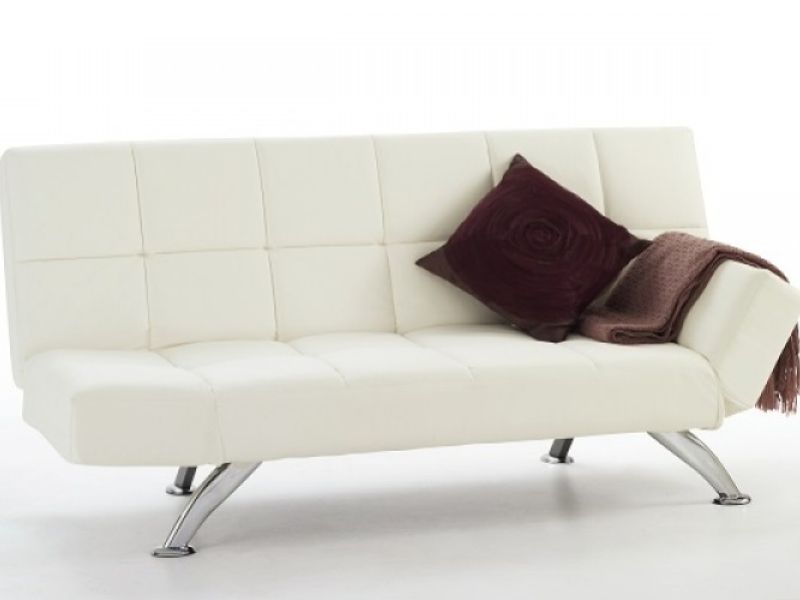 Serene Venice Orchard White Faux Leather Sofa Bed By Furnishings