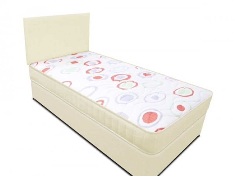 Joseph Planet Cream 3ft Single Open Coil (Bonnell) Spring Divan Bed WITH FREE HEADBOARD