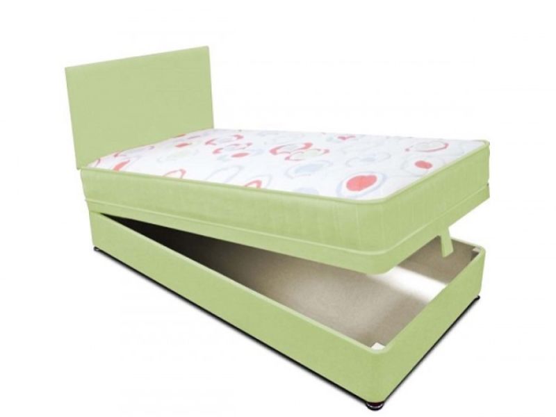 Joseph Planet Lime 3ft Single Open Coil (Bonnell) Spring Ottoman Lift Divan Bed WITH FREE HEADBOARD