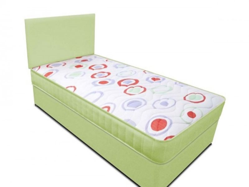 Joseph Planet Lime 2ft 6 Small Single Open Coil (Bonnell) Spring Divan Bed WITH FREE HEADBOARD