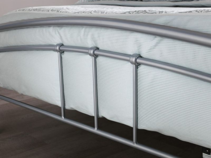 Serene Tetras 4ft Small Double Silver and White Metal Bed Frame