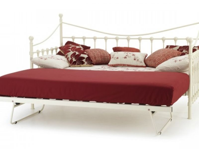 Serene Marseilles 3ft Single Ivory Metal Day Bed Frame with Under Bed