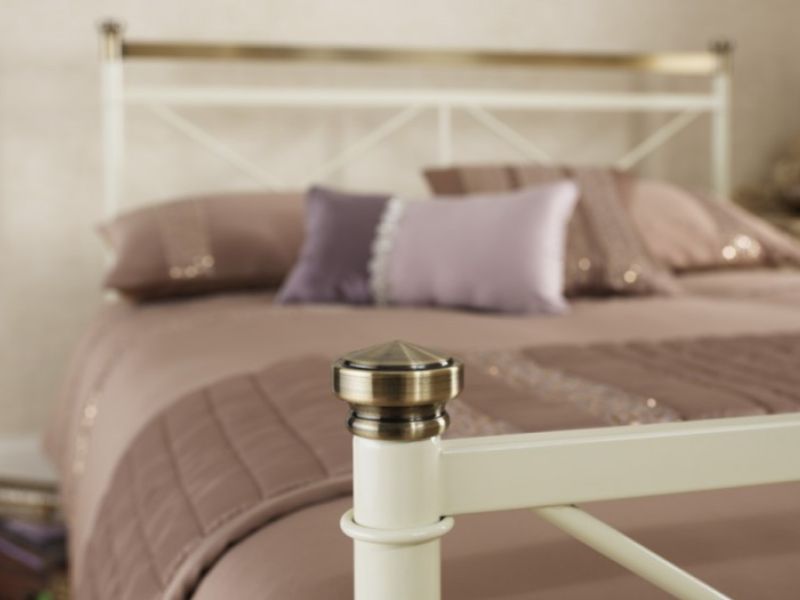 Serene Pasha 5ft King Size Ivory Metal Bed Frame