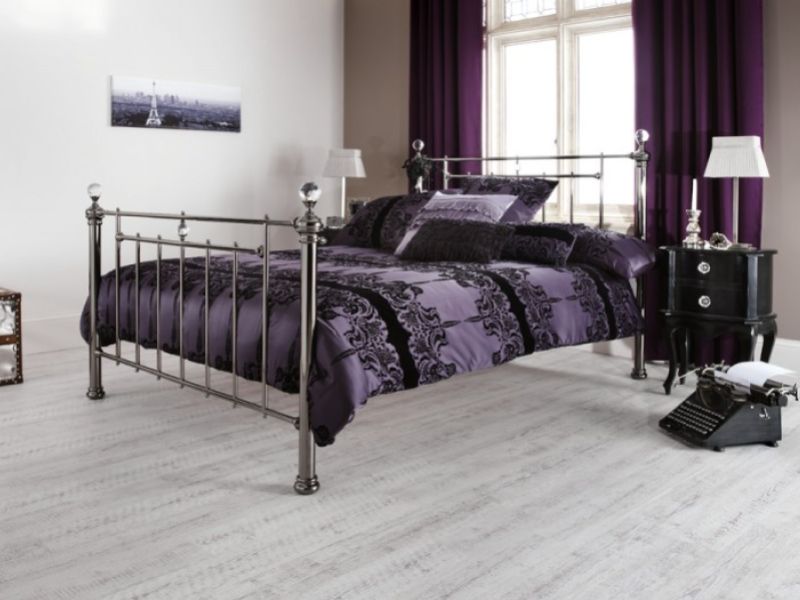 Serene Clara 4ft6 Double Black Nickel Metal Bed Frame with Crystals